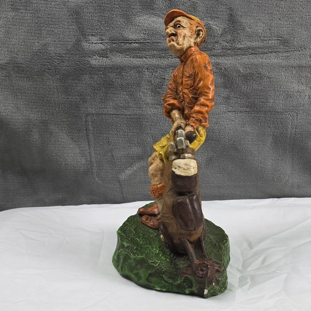 Vintage Golfer Figure Dragging Golf Bag Man Cave Office Bar Decor